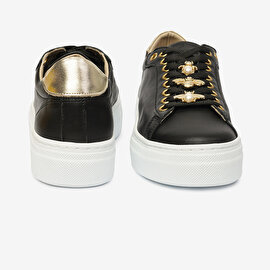 Kadın Siyah Hakiki Deri Sneaker Ayakkabı 4Y2SA50738-7