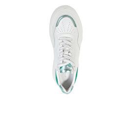 Kadın Beyaz Yeşil Hakiki Deri Sneaker Ayakkabı 4Y2SA59041-3