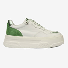 Kadın Beyaz Yeşil Hakiki Deri Sneaker Ayakkabı 4Y2SA59041-2