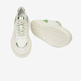 Kadın Beyaz Yeşil Hakiki Deri Sneaker Ayakkabı 4Y2SA59041-6