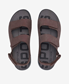 Erkek Kahverengi Nubuk Hakiki Deri Sandalet 5Y1CS64685	-5