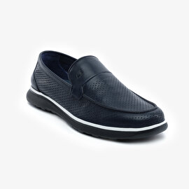 Erkek Lacivert Hakiki Deri Loafer Ayakkabı 5Y1FA64694-2