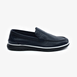 Erkek Lacivert Hakiki Deri Loafer Ayakkabı 5Y1FA64694-1