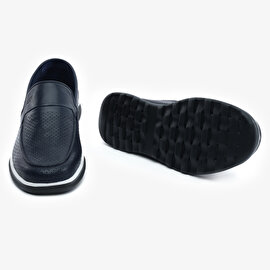 Erkek Lacivert Hakiki Deri Loafer Ayakkabı 5Y1FA64694-6