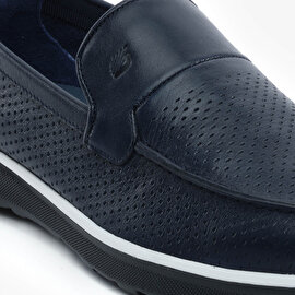 Erkek Lacivert Hakiki Deri Loafer Ayakkabı 5Y1FA64694-5