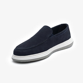 Erkek Lacivert Nubuk Hakiki Deri Loafer Ayakkabı 5Y1FA64696-3
