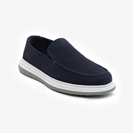 Erkek Lacivert Nubuk Hakiki Deri Loafer Ayakkabı 5Y1FA64696-2