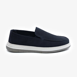 Erkek Lacivert Nubuk Hakiki Deri Loafer Ayakkabı 5Y1FA64696-1
