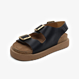 Kadın Siyah Hakiki Deri Sandalet 5Y2CS59235-3