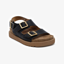 Kadın Siyah Hakiki Deri Sandalet 5Y2CS59235-2