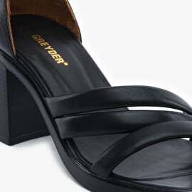 Kadın Siyah Hakiki Deri Topuklu Sandalet  5Y2WS59245-5