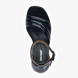 Kadın Siyah Rugan Hakiki Deri Topuklu Sandalet 5Y2WS59245-4
