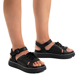 GreyderLAB Kadın Siyah Hakiki Deri Sandalet GL22194-3