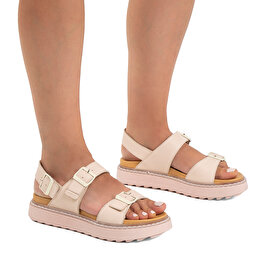 GreyderLAB Kadın Krem Hakiki Deri  Sandalet  GL22197-2