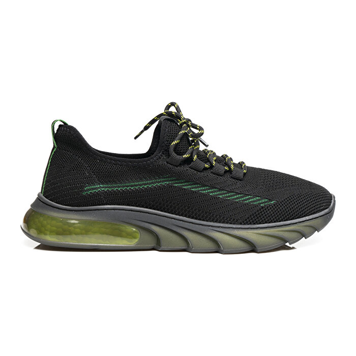 Erkek Siyah Yeşil Hakiki Deri Spor Ayakkabı 2Y1SA15381