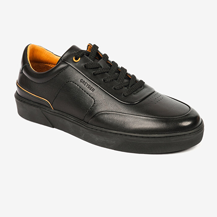 Erkek Siyah Hakiki Deri Sneaker Ayakkabı 4K1SA17421
