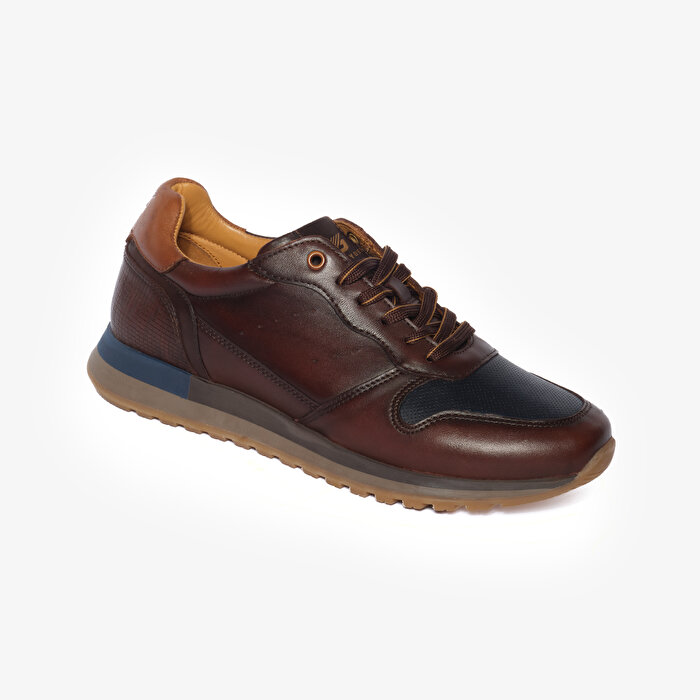 Erkek Kahverengi Hakiki Deri Sneaker Ayakkabı 4K1UA16452