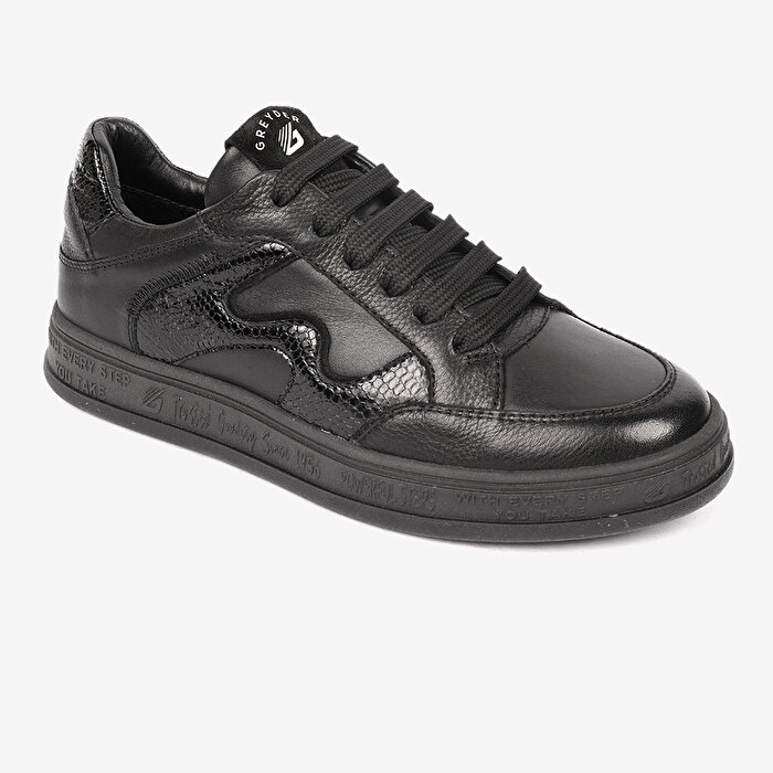 Kadın Siyah Hakiki Deri Sneaker Ayakkabı 4K2SA33291