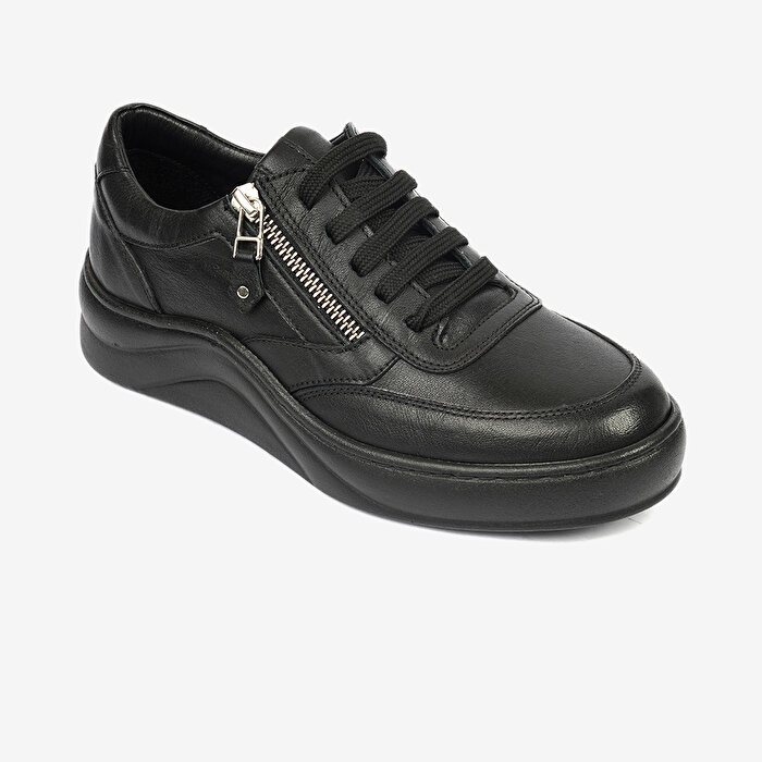 Kadın Siyah Hakiki Deri Sneaker Ayakkabı 4K2SA57712