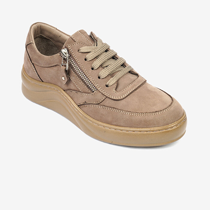 Kadın Vizon Nubuk Hakiki Deri Sneaker Ayakkabı 4K2SA57712