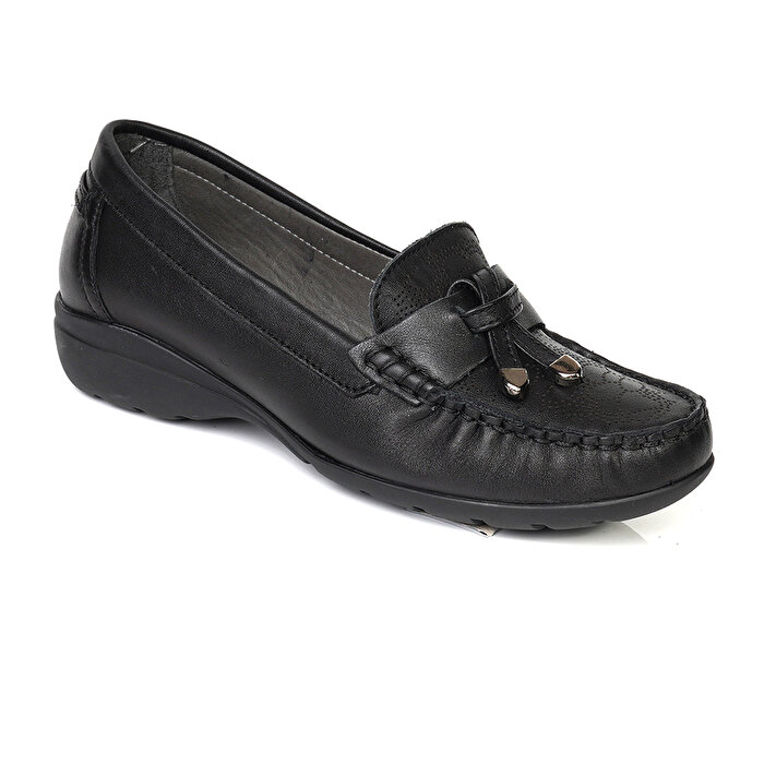 Kadın Siyah Hakiki Deri Comfort Ayakkabı 4Y2FA25593