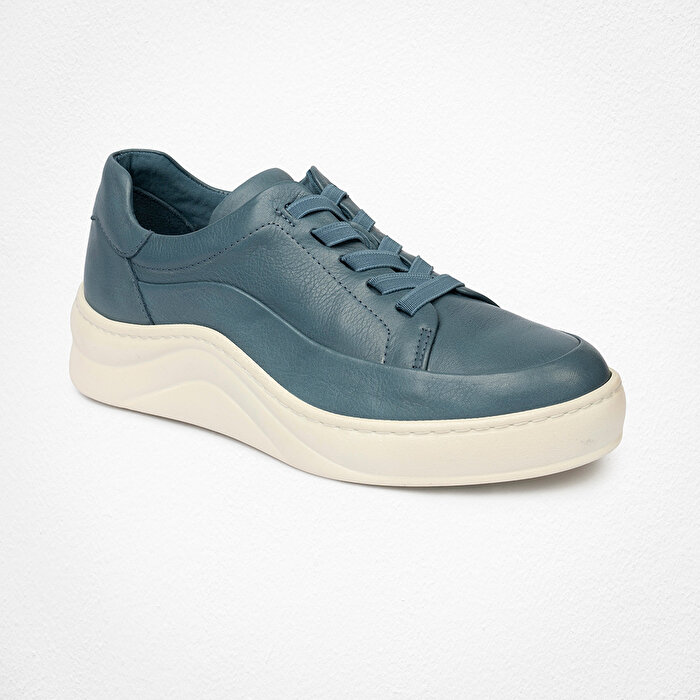 Kadın Kot Mavi Hakiki Deri Sneaker Ayakkabı 4Y2FA59052