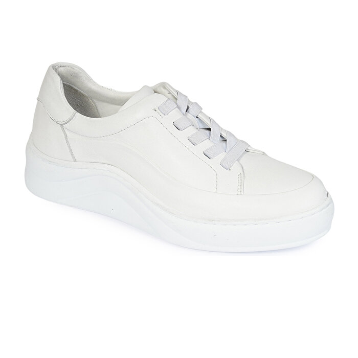 Kadın Beyaz Hakiki Deri Sneaker  Ayakkabı 4Y2FA59052
