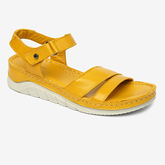 Kadın Sarı Hakiki Deri Sandalet 4Y2FS57472